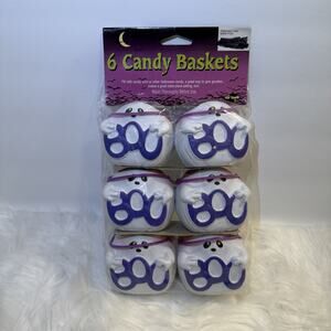 Vtg 90s 6 Halloween Ghost Boo Candy Baskets Fun World Pails Buckets NOS